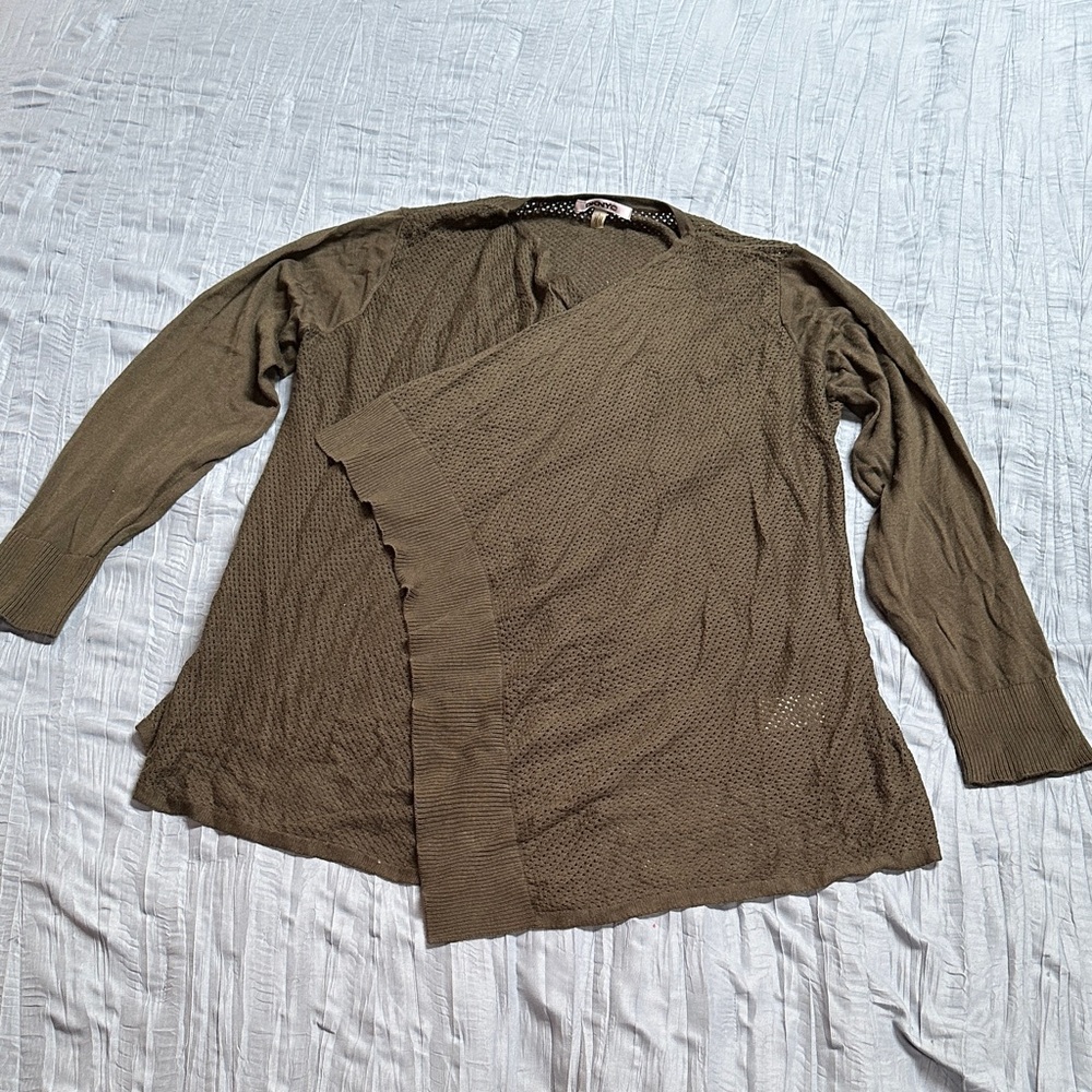 DKNYC Olive Green Cardigan Sweater